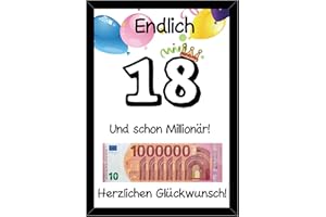 ‎TOCTAX Geschenk 18. Geburtstag Junge & Mädchen, Lustiges Geldgeschenk, die Erste Million Geschenk, witzige & kreative Geschenkideen, Personalisiertes Geschenk zum 18. Geburtstag mit Bilderrahmen