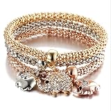 TAOtTAO Charm Frauen Armband Gold Silber Rose Gold Strass Armreif Schmuck-Set (C)