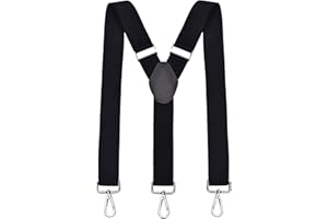DonDon Bretelles Homme larges - Bretelles noires extra-fortes pour Pantalon de Travail, Costume Large - Clips mousqueton Robustes pour Pantalon en forme de Y ou de X