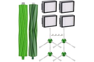 ROBERIT UPUPDAY Kit de Accesorios para iRobot Roomba E & I Series, Recambios Repuestos para i3 i3+ i4 i4+ i6 i6+ i7 i7+ i8 i8+ E5 E6 E7, 2 Rodillos de Goma, 4 HEPA Filtro, 4 Cepillo Laterale