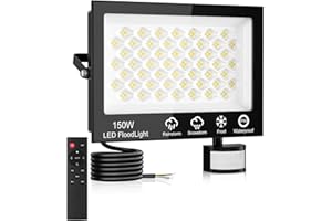 LITGLOBE Projecteur LED Exterieur Detecteur de Mouvement 150W,15000LM Spot LED Extérieur avec Télécommande,6500K Blanc Froid Projecteur LED Extérieur,IP66 Etanche Eclairage Exterieur pour Garage Jardin Patio