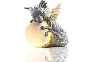 Mocoli Statuetta Decorativa a Forma di Drago con Luce Rotonda, Decorazione da Giardino per Esterni Drago da Giardino per Balcone, Giardino, Drago Portafortuna per Uomini, Donne, Fidanzate, Mamma