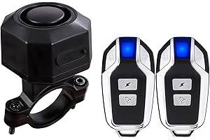 Mengshen Alarma de Bicicleta Recargable con 2 de Actualización de Control Remoto 110dB Loud Impermeable Antirrobo Vibración Alarma para Ebike Motocicleta Scooter Coche Incluye Cable Carga