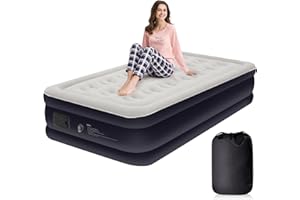 ZODAS Single Airbed, No Plug Needed - JUST One-click, Inflating Self Inflatable Mattress Blow Up Air Bed with Built in Electric Pump Beds for Adults Guest Aerobed Blowup for Camping Home,191x99x40cm