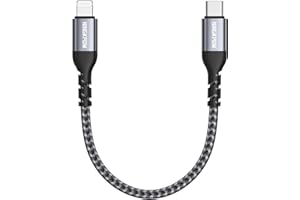 NINGKPOW Kabel USB C na Lightning krótki 15 cm [certyfikat MFi] kabel USB C Lightning nylonowy kabel do ładowania iPhone Power Delivery kompatybilny z iPhone 14 13 12 11 Pro Max Mini XR XS X 8 7 6s