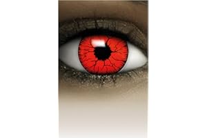 FXCONTACTS Lentes de contacto DEVIL rojas para Halloween, 1 par, sin receta