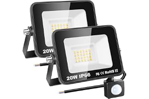RIGIDON 2x PIR-rörelsesensor utomhus säkerhetslampa, 20W LED-strålkastare
