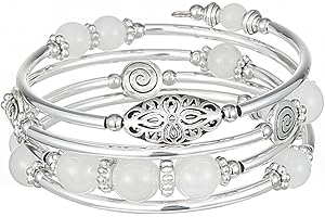 FULU AUTUMN Bracelet en Perles Argent pour Femmes Bracelet Enveloppant en Pierre Multicouches Un Cadeau de Bijoux Fantaisie pour Maman le Jour de Thanksgiving - Boîte Cadeau