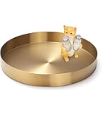 Groot rond dienblad van metaal, Nizza goud, 80 cm groot, goudkleurig design, serveerdienblad, rond, antislip, als decoratie op de gedekte tafel of wanddecoratie in de woonkamer