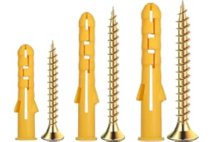 YICEN 68 Pcs Wall Plugs and Screws Set,Masonry Brick Concrete Fixings Plugs Assortment Kit,Screws and Rawl Plugs in Compartment Box,Zinc Galvanized 3 Different Size