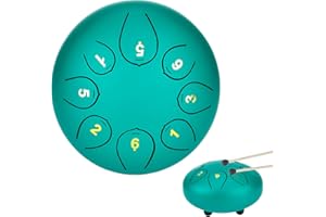 MIUCOGUIER Tongue Drum Zungentrommel Steel Drums Hand pan Drum Stahlzungentrommel Percussion Instrument Drum zum Yoga, Meditation, Sound Healing, mit Bag, Sticks, Notes, Finger Protection(6 Zoll 8 Töne) Grün