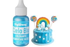 SIGWONG Colorante Alimentare Gel, 40g Coloranti Alimentari Concentrato per La Decorazioni Torte Commestibili, Pennarelli Alimentari per Dolci Fondente, Slime e Mestieri, Panificazione-Cielo Blu