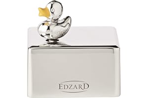 EDZARD Caja de música Pato, Plateada, protegida contra el deslustre, Aprox. 5 x 6 cm, cajita de música Decorativa, melodía Canción de Cuna (Brahms)