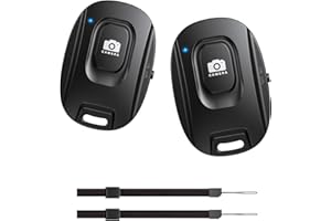 Fadbuds 2 Pcs Wireless Bluetooth Camera Shutter Remote Control for Smartphones, Photos Videos Selfie Button Release Clicker Control Compatible with IOS Android Devices (Wrist Strap battery Included)