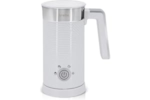 briebe Elegance Mousseur à Lait Électrique, Réchauffeur 4 en 1, Mousseur Froid/Chauffant 130ml pour Café Latte, Cappuccino, Macchiato, Lait Chaud 300ml, Milk Frother Sans BPA, 500W, Design Blanc