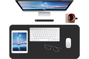 BOUTILON Leder-Schreibtischunterlage,wasserdichte Schreibtischunterlage für Schreibtisch, Schreibtischunterlage für Tastatur und Maus, Leder-Mauspad-Schutz für Büro und Zuhause, 76 * 36.5cm(M Black)