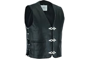 Gaudi-Leathers Gilet en cuir Chopper Biker Mousqueton et lacets latéraux Taille S-4XL
