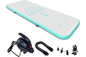 SUDOO 3M/4M/5M/6M Inflatable Gymnastics Mat Tumbling Mat With Electric Air Pump 10cm Thick Air Floor Practice Gymnastics Workout Mat Practice for Home Use Gym Yoga Outdoor Beach