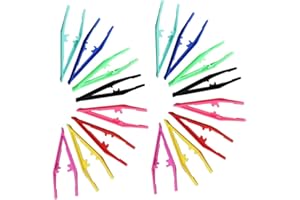 DAJIAXINGXING 24 Pcs Tweezers Plastic Tweezers Precision Tweezers Plastic Colourful Beads Tweezer for Model Building Pick Up Bedbugs Collect Beads