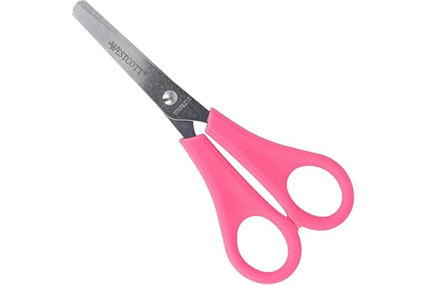 Westcott E-21591 00 Ciseaux pour enfant avec échelle intégrée de 5 cm, ciseaux de bricolage 13 cm, idéaux pour les mains des enfants, sécurité grâce à la pointe arrondie