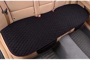 IXITON Confortevole lino anteriore e posteriore sedile auto copre cuscini universali antiscivolo auto interni Driver Seat Pad Mat universale adatta per il veicolo (1pz/cuscino sedile posteriore, nero)