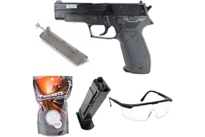 2EAGLE Pack Airsoft Swiss Arms Navy Pistol à Ressort/Plastique Haute résistance/Rechargement Manuel (0.5 Joule)/ Livré avec Accessoires