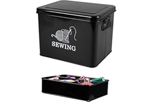 ZOEQIDE Boite a Couture Vide 2 Étages Boite Couture Rangement 23.5 x 18.5 x 21cm Boite à Couture Complete Organisateur de Fournitures de Couture, Accessoires de Cadeau Couture - Ferreux