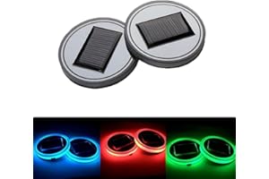 Youngine 2 Pack solare LED Car Holder tappetino pad Impermeabile bottiglia Bevande Coaster Luce incorporata e sensore di vibrazione Auto Decorazione Lampada Luce (Colorato)