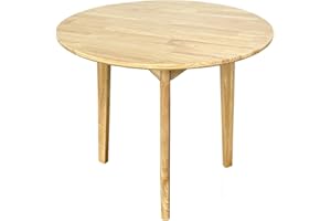 ‎QLLY QLLY Runder Esstisch Massivholz Esstisch, Küchentisch Holztisch, Flache Beine (Natur, 31,49"/ 80cm