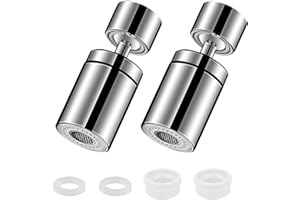 HTRTRR Raccordo universale cromato per rubinetto, 2 pezzi, girevole a 360°, con due modelli di ugelli, per cucina e bagno (argento)