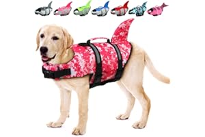 EMUST Gilet de Sauvetage pour Chien, Gilet de Sauvetage pour Petit, Moyen et Grand Chien avec poignée de Sauvetage Gilet de flottaison de sécurité pour Piscine, Plage et Bateau, (S,Camouflé)
