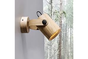 Ouglres Lampada Da Parete Per Interni In Legno,Applique Vintage, Paralume Girevole, Luci Da Parete Moderno Per l'Illuminazione Della Camera Da Letto,Sala Da Bagno,Lampada Da Comodino Gu10,1 Confezione