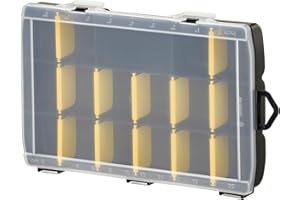 STANLEY Organizador básico con 17 compartimentos, divisores extraíbles, personalizable, regla marcada en la tapa, polipropileno de alto impacto, dimensiones 27,2x18,9x4,6 cm, STST81680-1