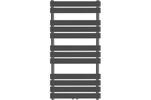 MIADOMODO Aquamarin® Secador de Toallas de Baño - De Pared, 1200x600mm, Agua Caliente, Acero, Vertical, Entrada Central o Lateral, Antracita - Radiador de Baño, Calentador de Toallas, Calefacción, Toallero