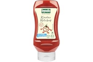 ‎BYODO Kinderfreundlicher Bio-Ketchup ohne raffinierten Zucker von Byodo – 2 x 300 ml Squeeze Flasche, Bio Kinder Ketchup, Satte 85% Tomatenmark-Anteil, Mit Süße aus der Agave