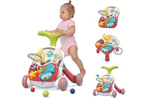 HOMCENT 3 in 1 Baby Walker and Activity Center for Baby Girl,Toddler Walker with Activity Play,Learning to Walk, Sit to Stand, Baby Walker Push Toys for Infant 6-12 Months