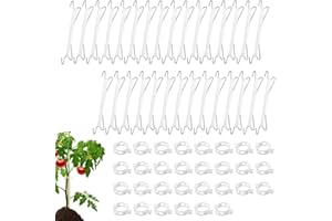 HIQE-FL 30 Stück Tomatenhaken Metall mit 30 Pflanzenschnalle & 10 m Seil,Tomatenpflanzenhalter, Garten Clips,Tomatenstützhaken,Geeignet zum Fixieren von Pflanzen(B)