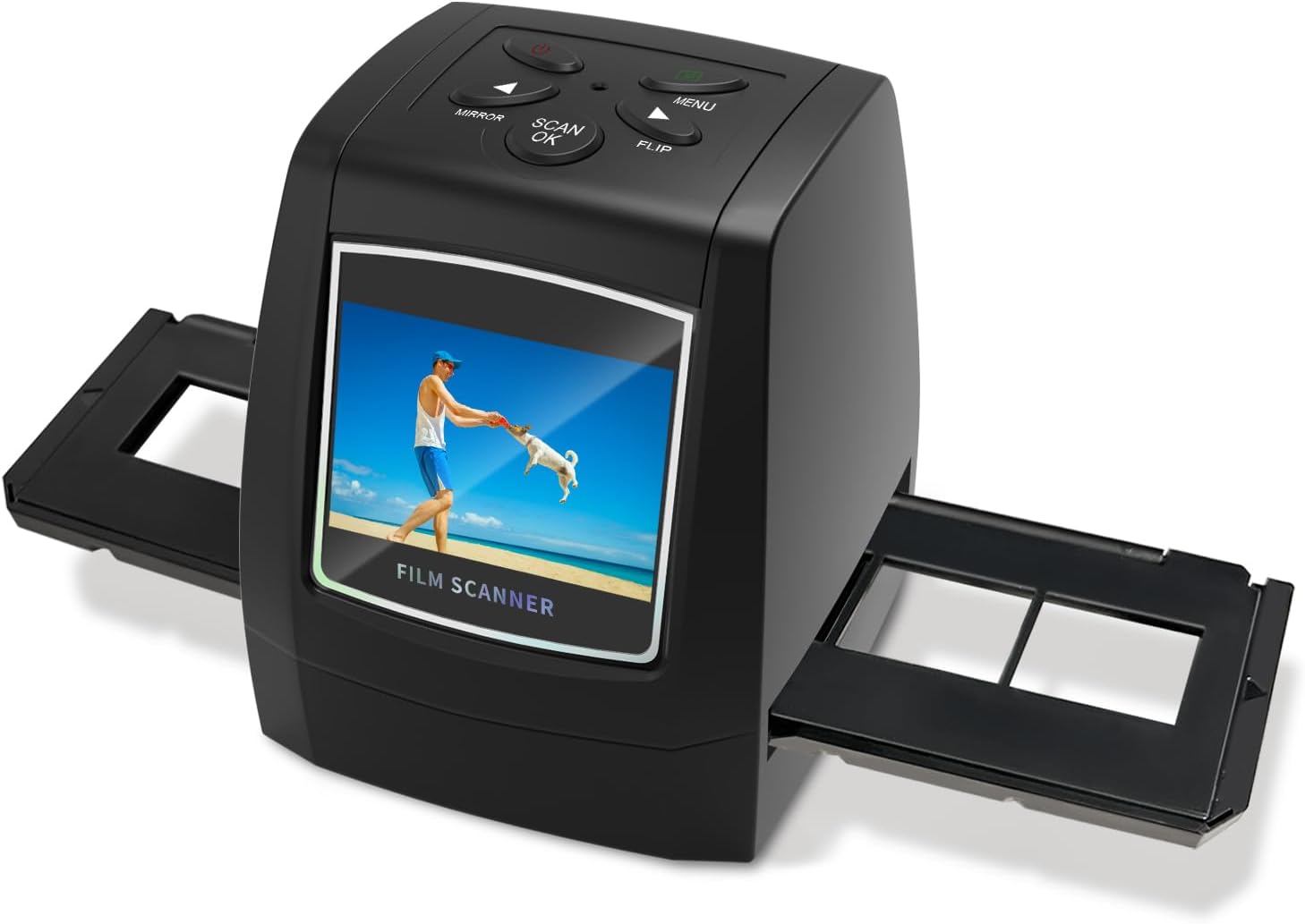 Mini Digital Film & Slide Scanner – Converts 35mm Negatives & Slides to JPEG Images – Includes 2.4 LCD Screen – Easy Load Film Adapters