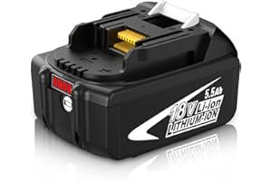 Goodexo 5.5Ah Batteria di Ricambio BL1860B per Maki-ta Batteria 18V per BL1860B BL1850B BL1850 BL1860 BL1840B BL1830B BL1840 BL1830 LXT-400 con Display LED(nero)