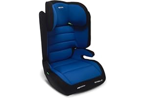 My Babiie MBCSB30 Highback Booster Car Seat - 100-150cm (Approx. 4-12 Years, Group 2/3), i-Size R129, Adjustable Child High Back Seat, Padded, 8 Position Headrest - Blue & Black