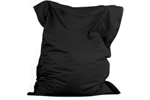 Bean Bag Bazaar Giant Bean Bag, Black, Water Resistant Fabric, Floor Cushion, Beanbag for Indoor and Outdoor Use, Bean Bag with Filling Included, 180cm x 140cm, Gaming, Living Room, Garden