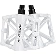 boruizhen Bike Platform Pedals Lightweight Road Cycling Bicycle Pedals for MTB BMX (White)