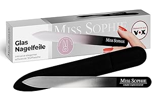‎MISS SOPHIE Miss Sophie’s Glas-Nagelfeile I Nagelfeile für Nägel & Nagelfolien I Mikrofeine Schleiffläche I Langlebige Glasfeile I Schutz durch Stoff-Tasche