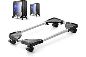 Hmseng Supporto pc Fisso, Carrello Porta Pc ,Supporto per Computer Desktop con Ruote Misurare Regolabile per la Casa e L'Ufficio-Nero