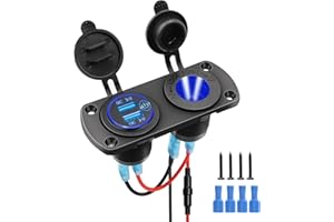 SUPRBIRD Presa accendisigari Pannello Presa Doppia QC3.0 presa accendisigari presa usb da pannello,per 12V 24V Veicoli Auto Barca Camion Caravan (Type A)
