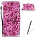 Produktbild Feeltech Weich PU Leder Brieftasche Tasche für Samsung J5 mit Magnetverschluss und Kartenhalter Gedrucktes Nettes Karikaturmuster Slim Flip Leather Wallet Hülle Etui-Rote Rosen