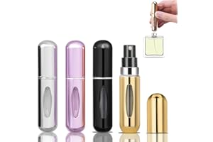 LIAMERHE 5ml Vaporisateur Parfum Vide Rechargeable Mini Portable Voyage Parfum Atomiseur Bouteille Flacons de Parfum pour Homme & Femme (4 pcs)
