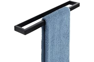 SAYAYO 40CM Wieszak na ręczniki łazienkowy, Montowany na Ścianie uchwyt na ręczniki, Stal Nierdzewna SUS304, Samoprzylepny i Montaż Śrubowy, Czarny Matowy, EGJF040-B