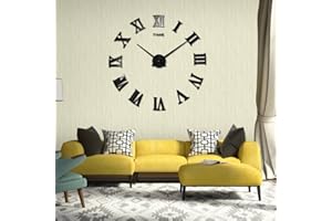 VIVILINEN Orologio da Parete Fai-da-Te Grande Orologio da Parete Senza Cornice Mute 3D Specchio Adesivo Moderno Decorazione per Casa Cucina Scuola Ufficio Soggiorno