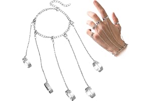 Snowtain Vintage punk fingerring med kedjearmband – justerbar och
